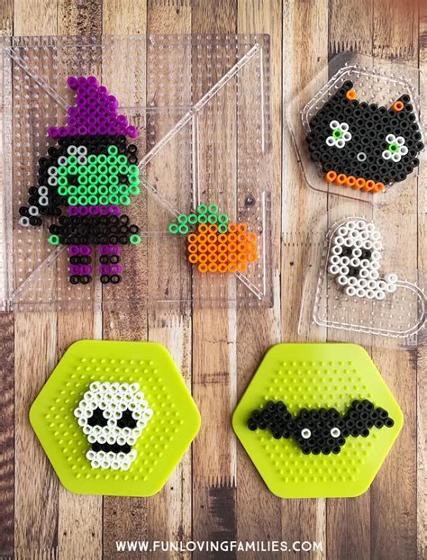 Perler bead witch candle holders for a spooky ambience